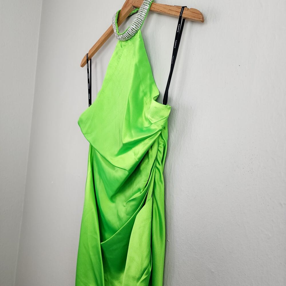 Retrofête Maria Halter Gown Lime Punch Neon Green Rhinestone Neck Maxi NWT - Picture 8 of 16